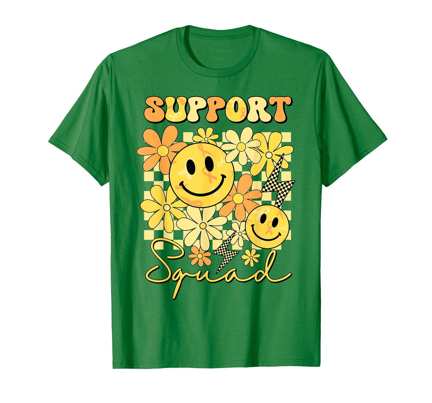 Support Squad Childhood Cancer Smile Face Gold Ribbon Kids T-Shirt