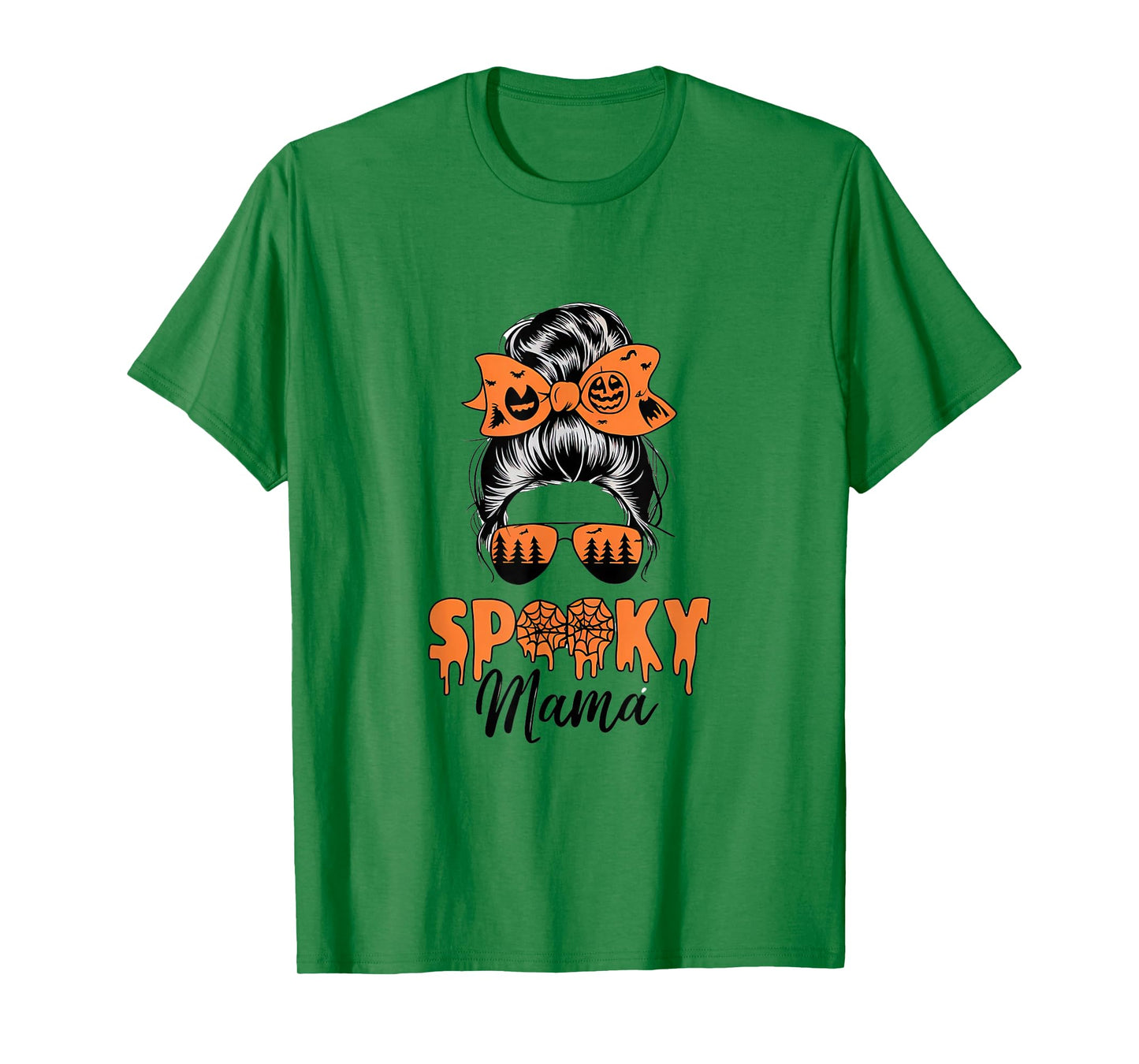 Spooky Mama Mommy Halloween Mom Life Messy Bun T-Shirt