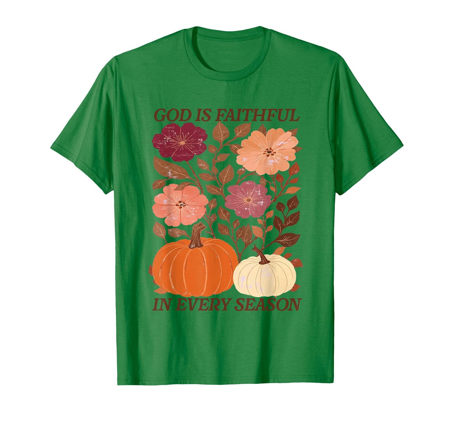 God is Faithful in Every Season Boho Floral Fall Christian T-Shirt