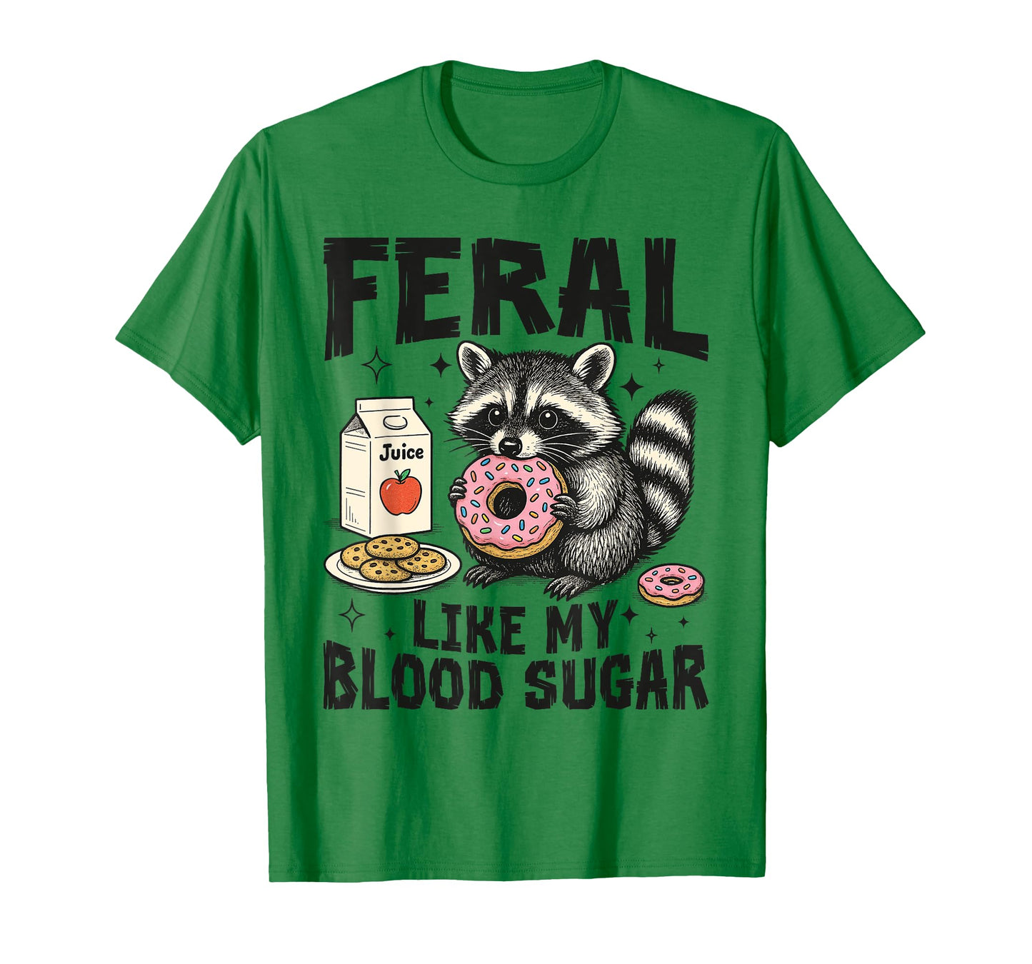 Feral Like My Blood Sugar Funny Diabetes Raccoon Awareness T-Shirt