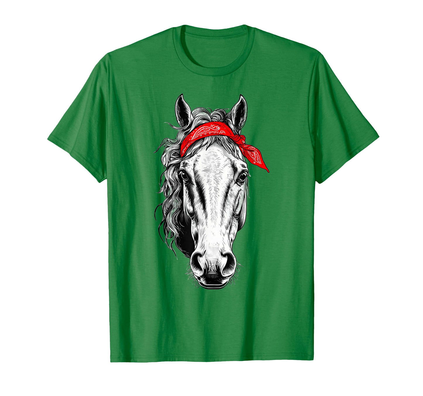 Girls Western Shirt Horse Graphic Red Bandana Tee T-Shirt