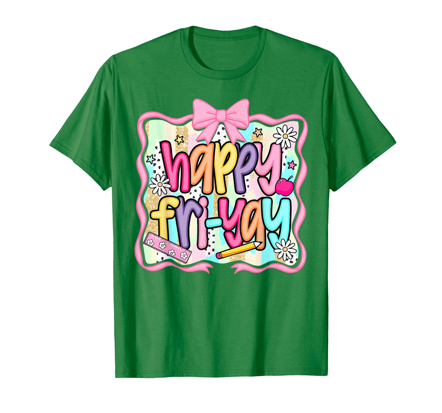 Coquette Floral Happy Fri-Yay Friday Teacher Life Friyay T-Shirt