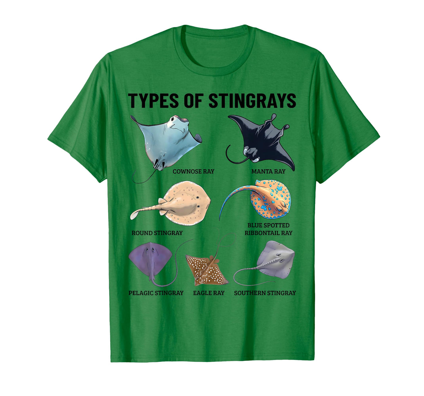 Types of Stingray Ocean Life Stingray Species Educational T-Shirt