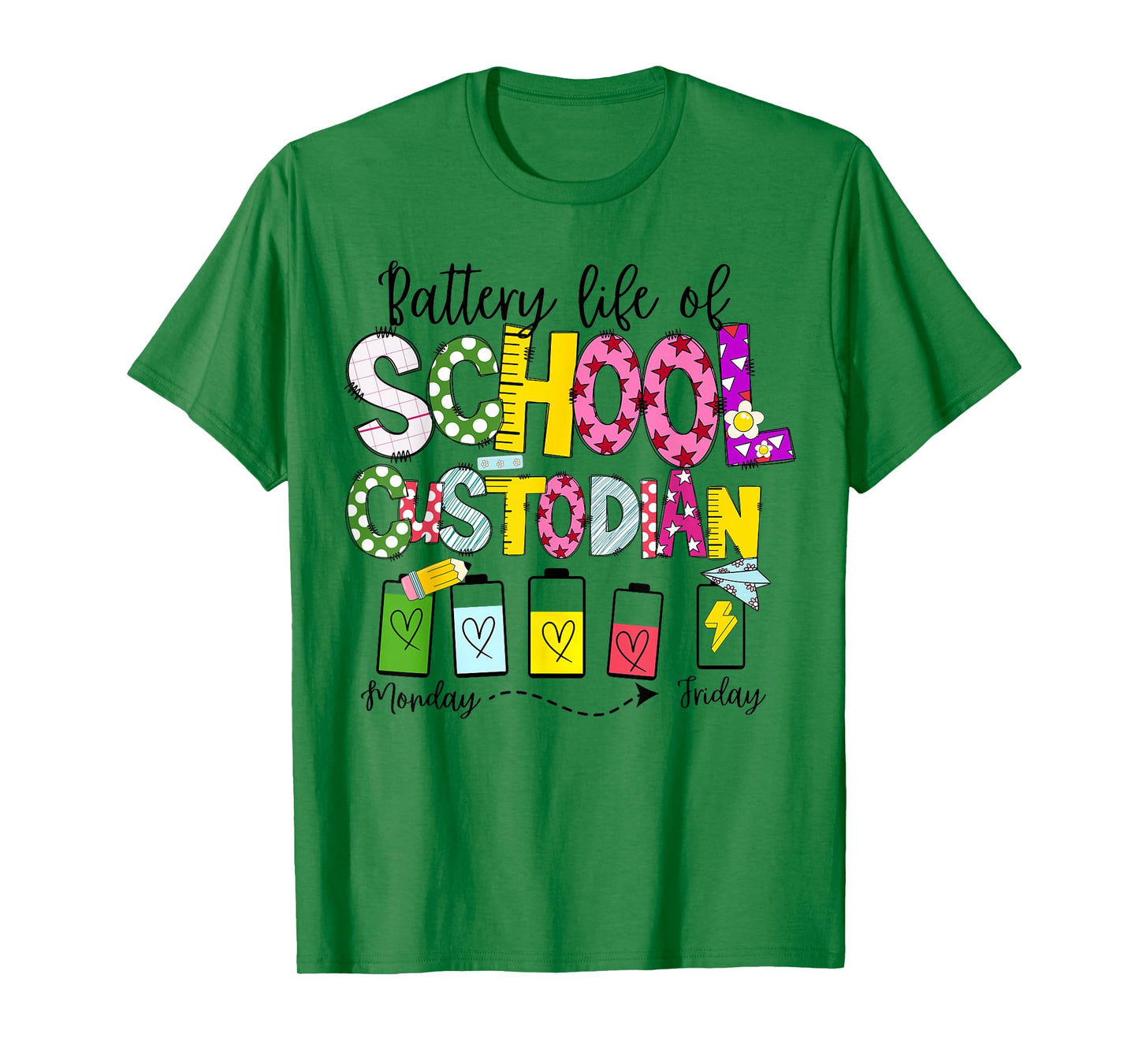 School Custodian Battery Life Back to School Janitor T-Shirt