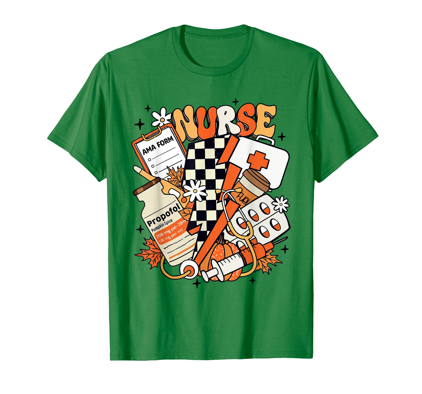 Retro Pumpkin Nurse Life Thanksgiving Fall Autumn Nurse T-Shirt