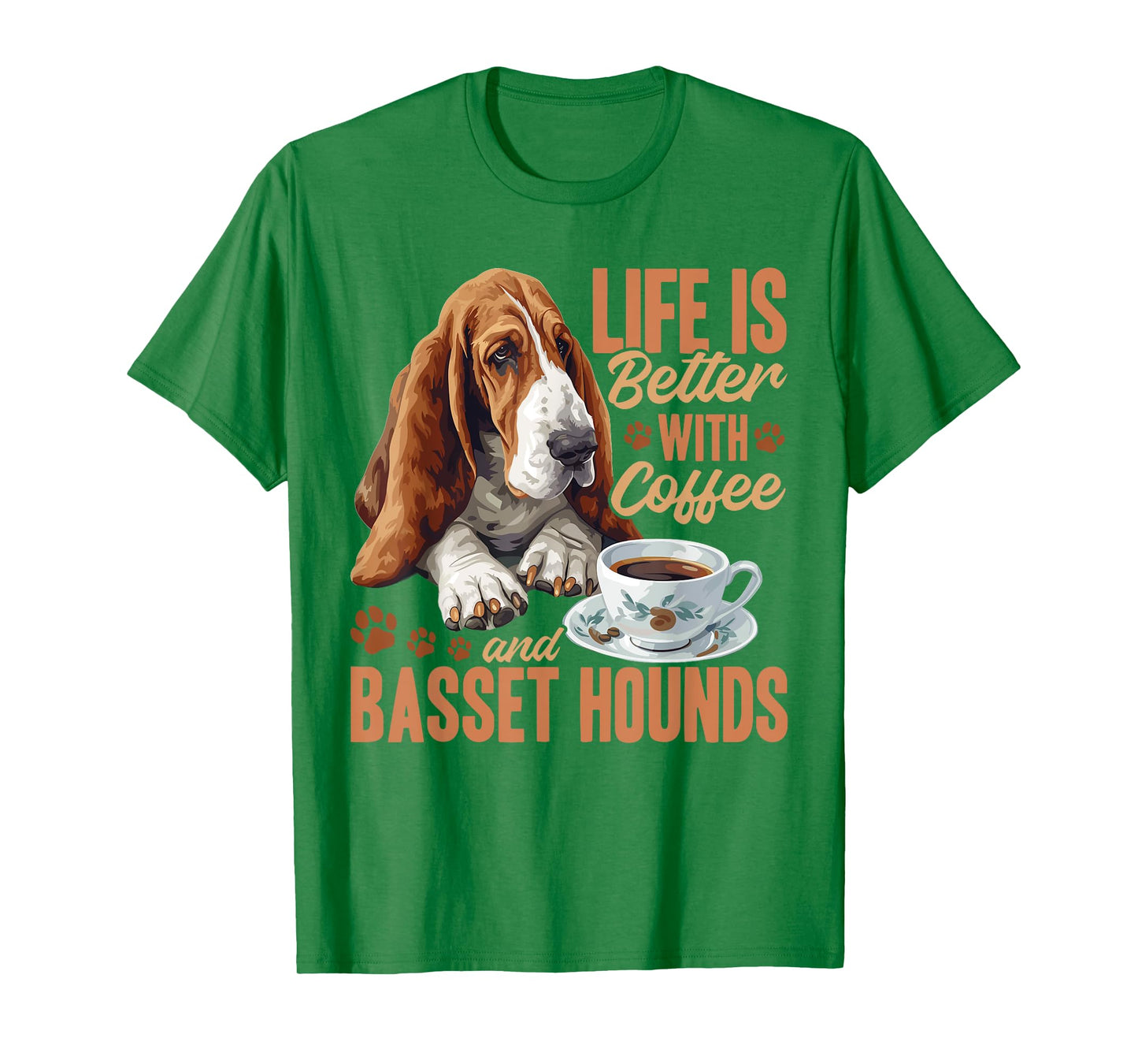 Basset Hound Dog Breed Life is Better with Coffee and a T-Shirt for Men Women Kids