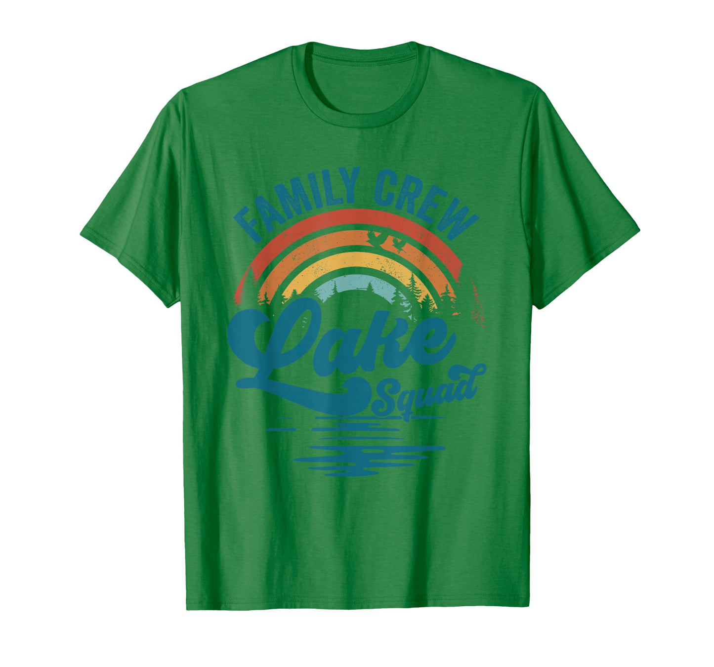 Family Crew Lake Squad Groovy Rainbow Vacation Lake Trip T-Shirt