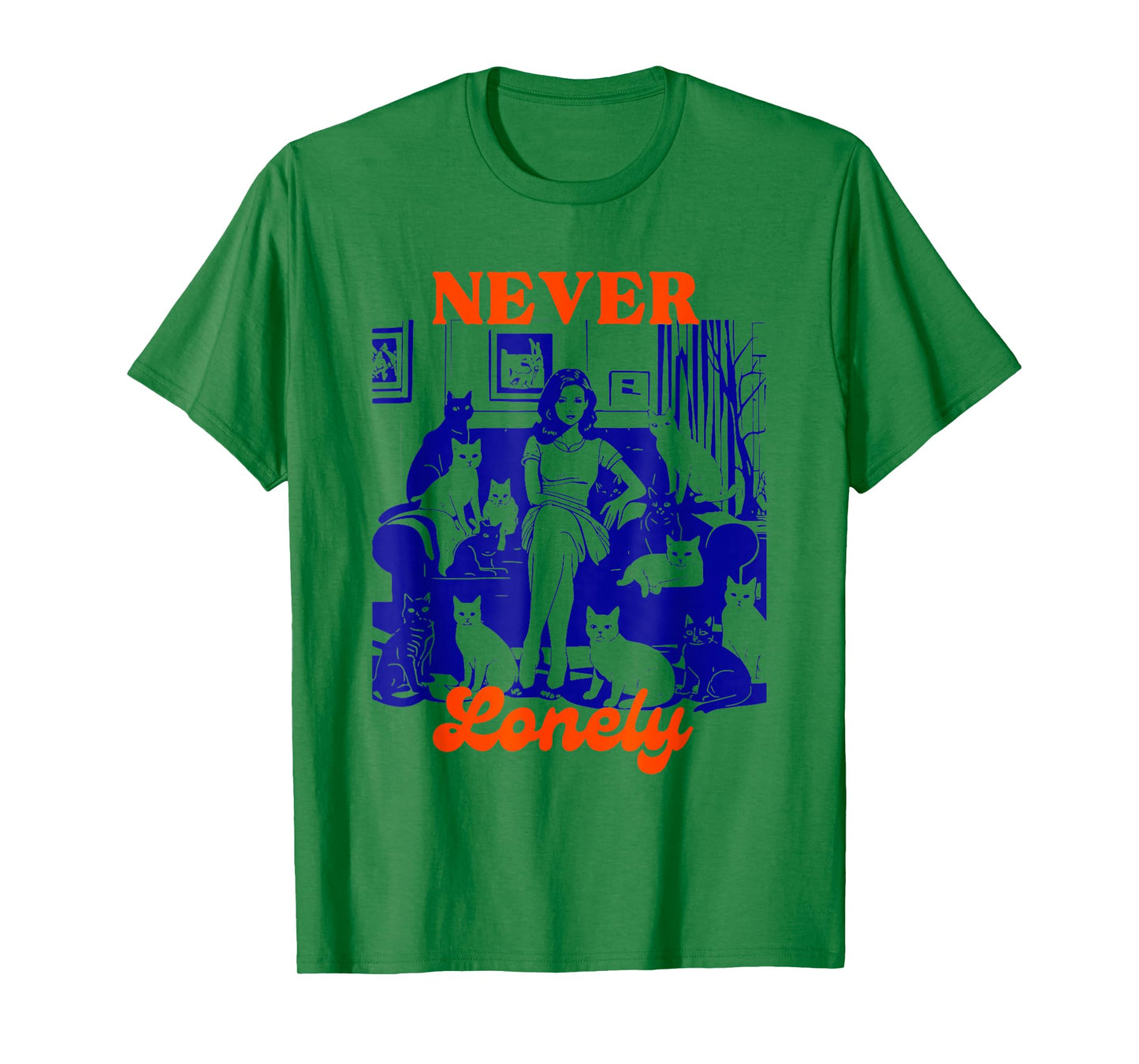 Never Lonely Cat Lover Humor Art T-Shirt