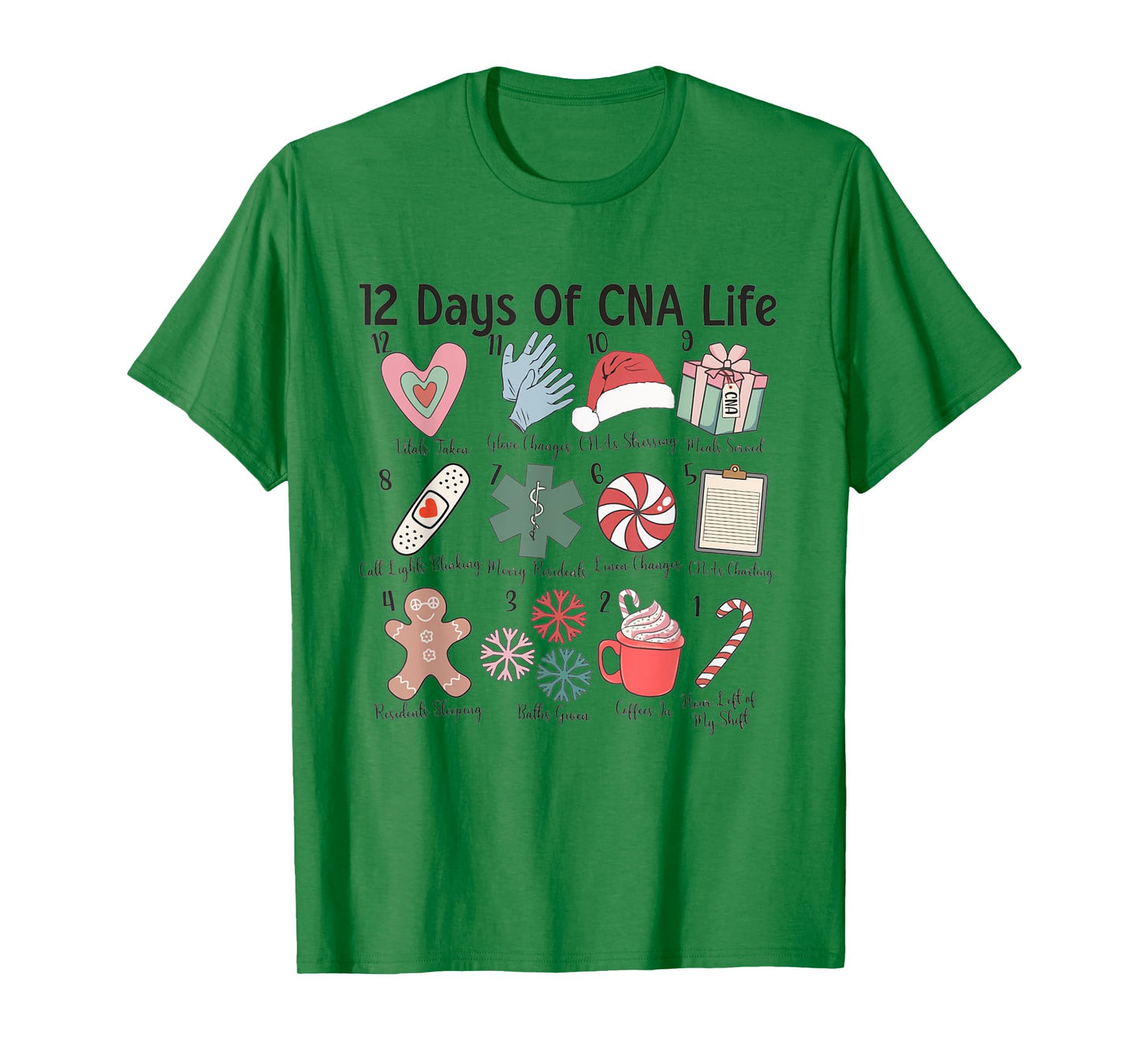 12 Days of CNA Life Certified Nursing Assistant Christmas T-Shirt