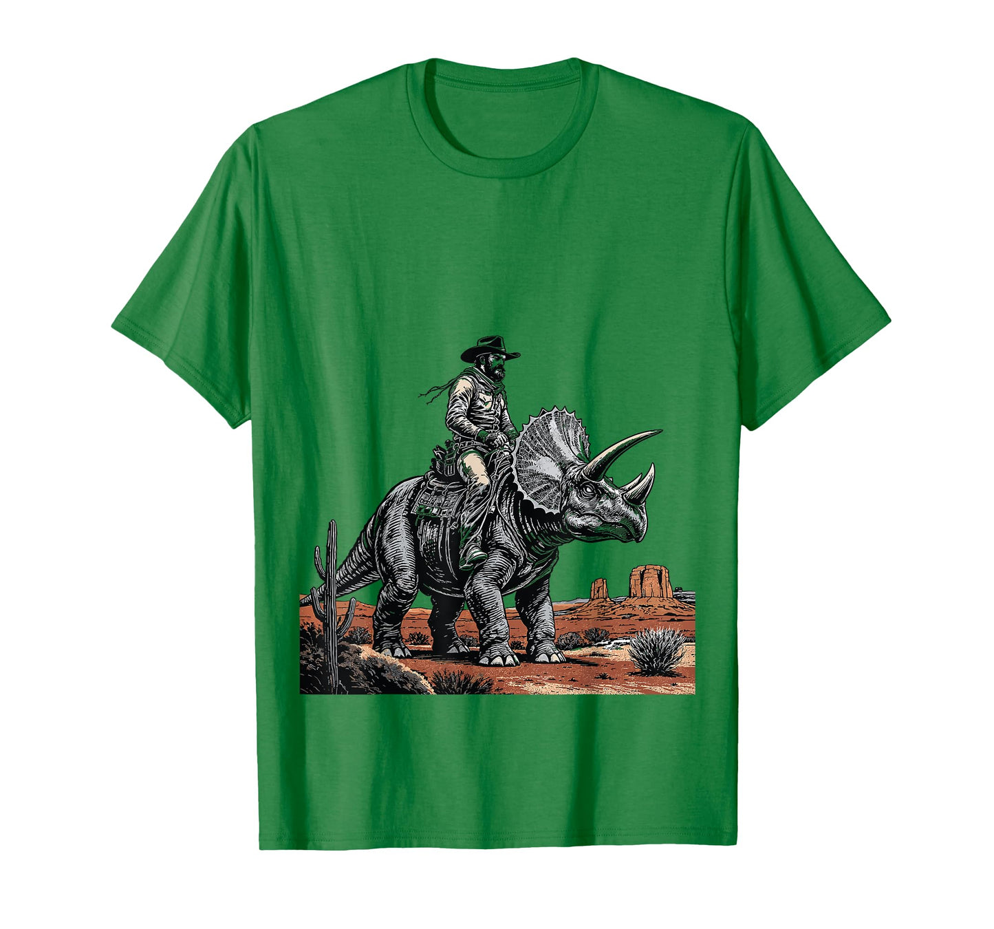 Cowboy Riding Triceratops Funny Western Dino T-Shirt