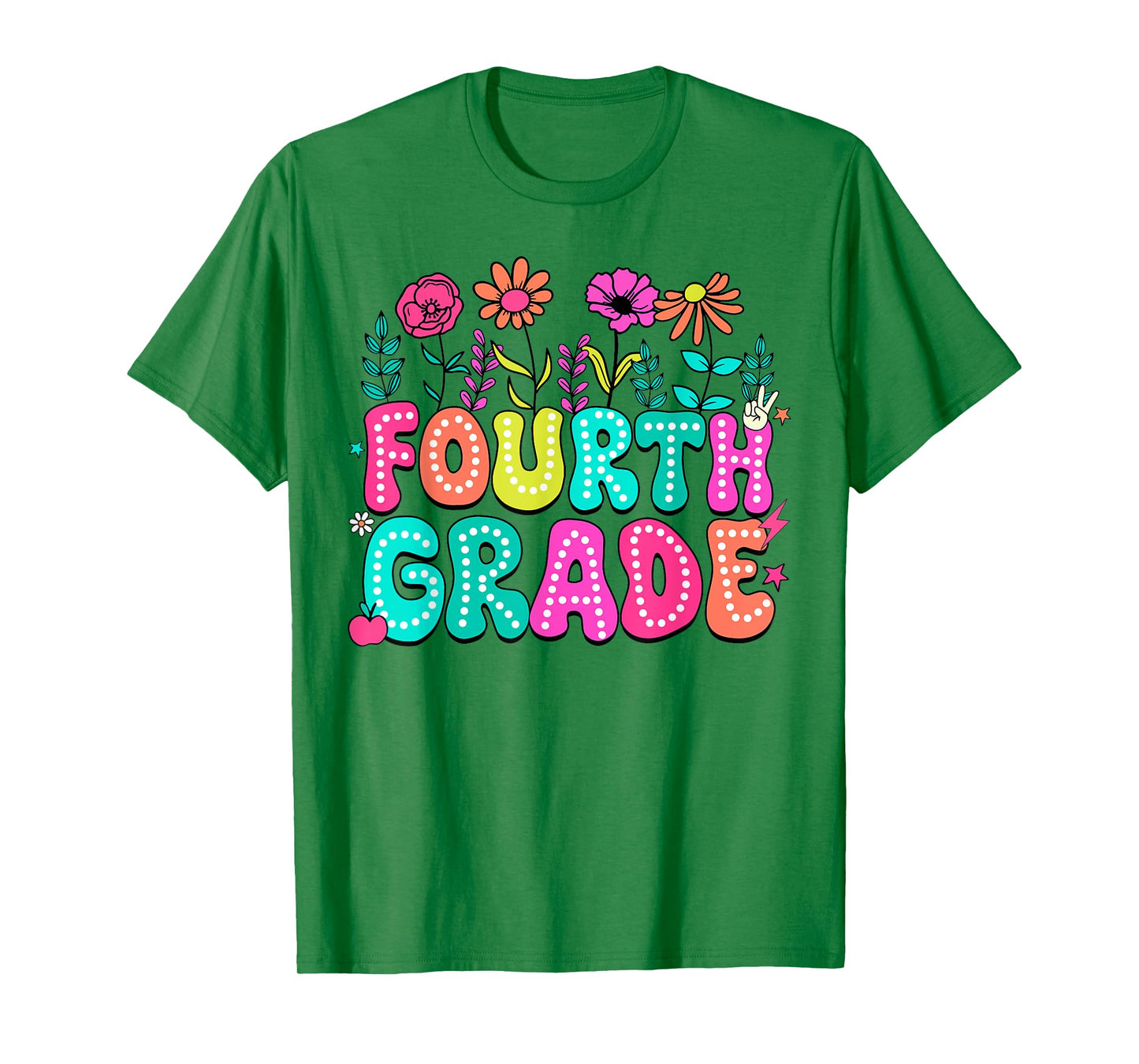 4th Grade Teacher Student Wildflower Back To School Floral T-Shirt for Men Women Kids