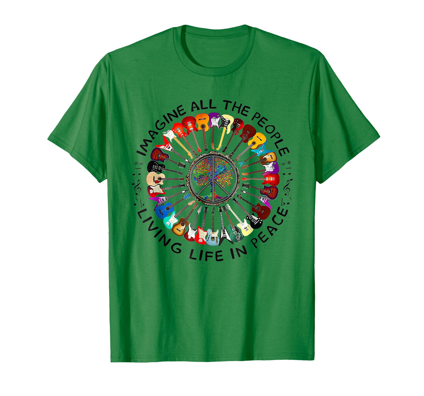 Imagine Music Peace and Music Guitar Circle Harmony T-Shirt