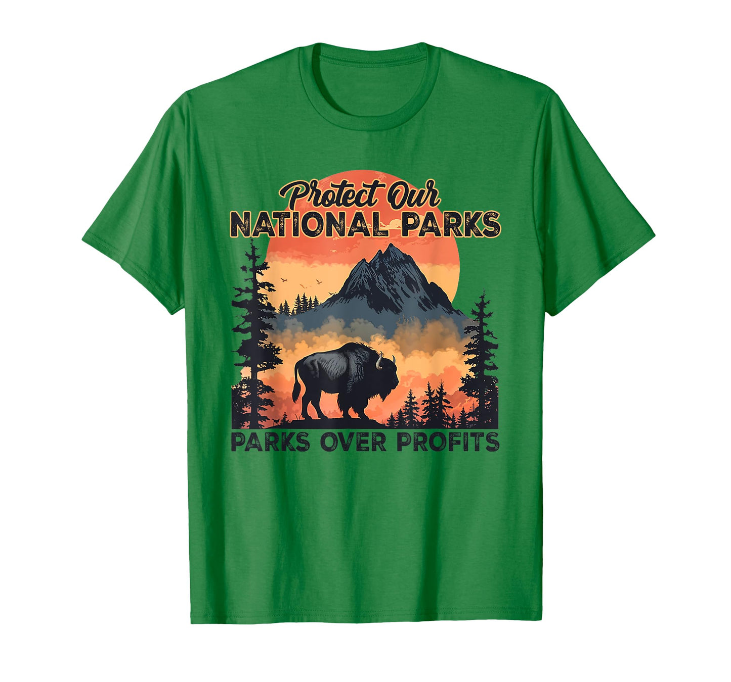 Protect Our National Parks Parks Over Profits Bison Animal T-Shirt