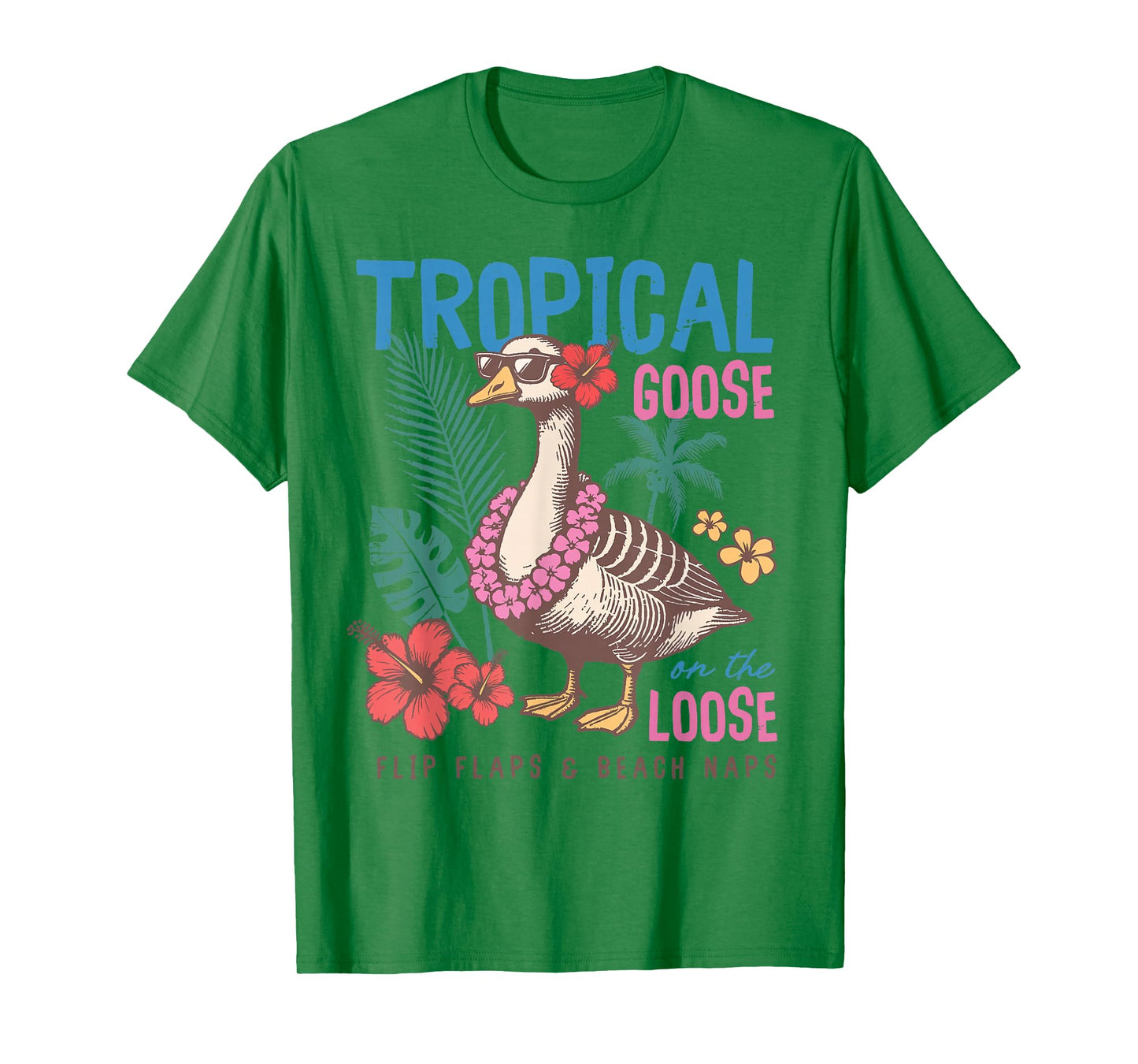Retro Tropical Goose On The Loose Hawaii Summer Vibes Beach T-Shirt