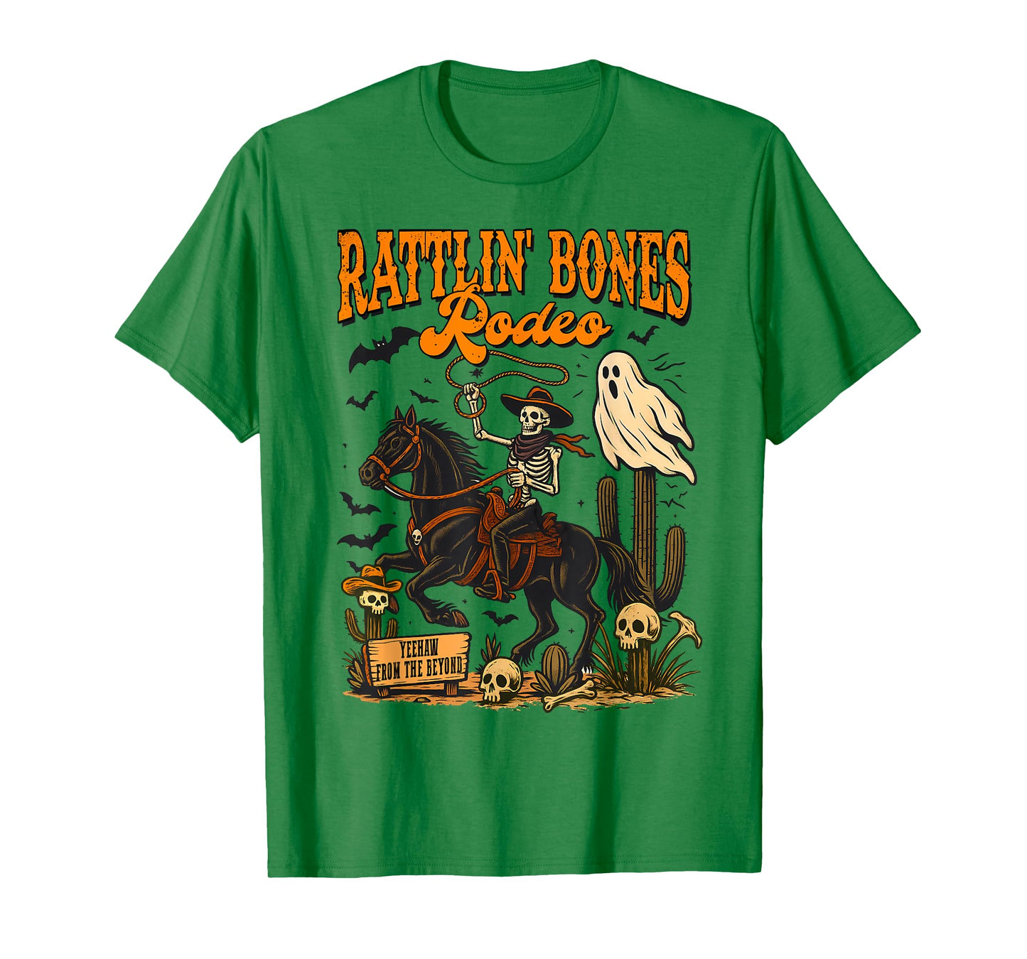 Halloween Spooky Western Life Cowboys Rattlin' Bones Rodeo T-Shirt