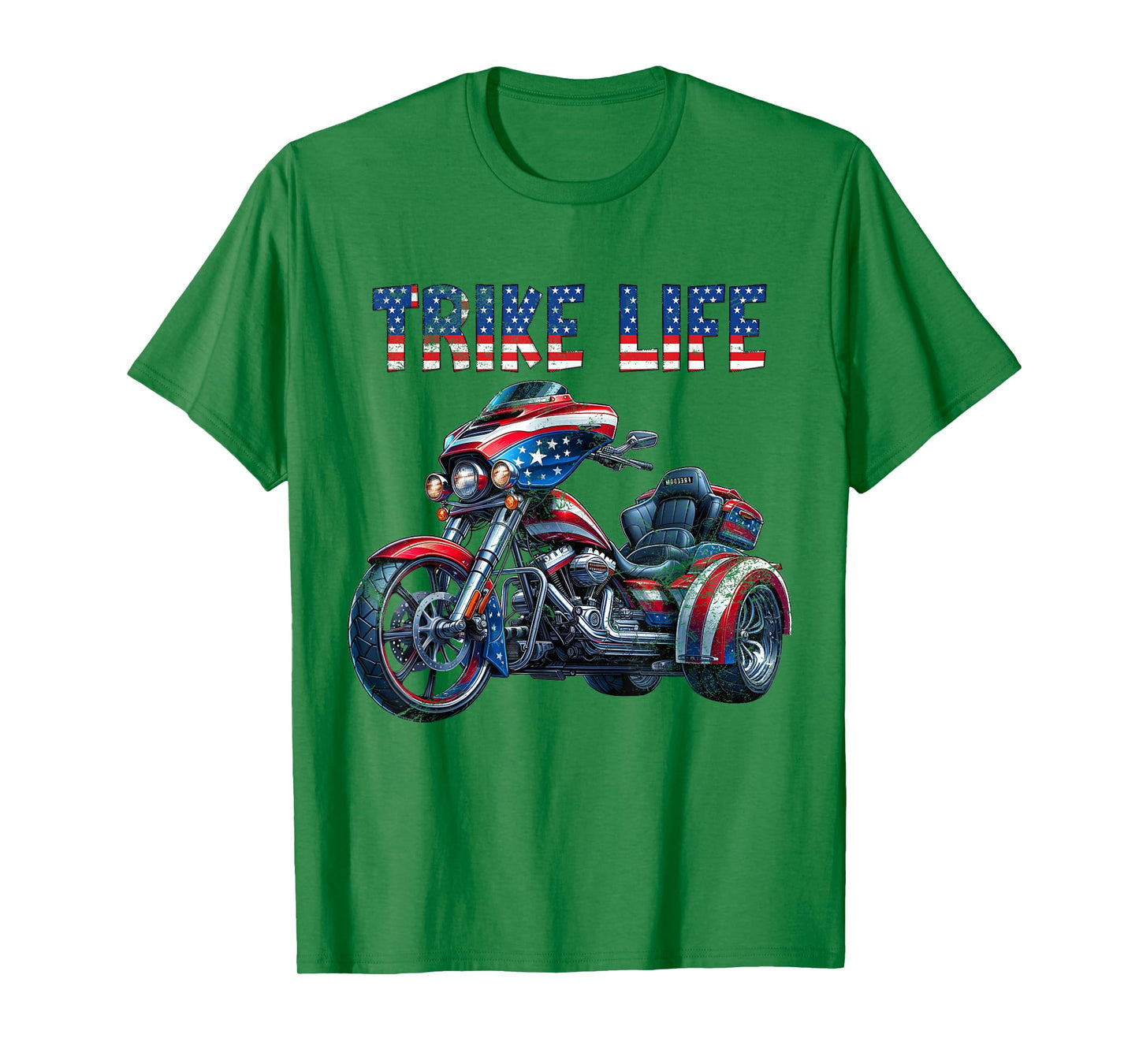 American USA Flag Motorcycle Trike Life Three Wheeler Trike T-Shirt