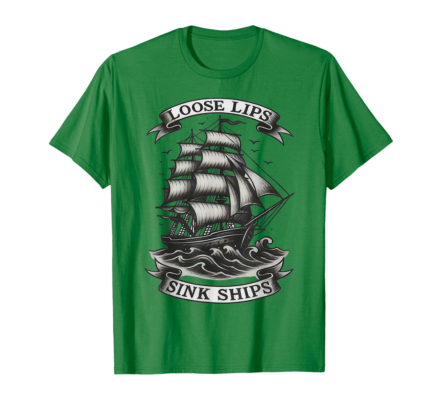 Vintage Loose Lips Sink Ships Traditional Nautical Sailor T-Shirt
