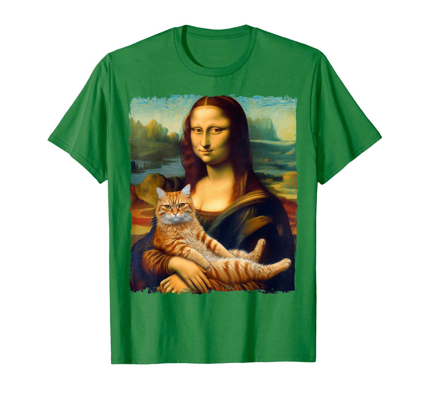 Mona Lisa Holding Cat Portrait Art Painting Kitty Cat Mom T-Shirt