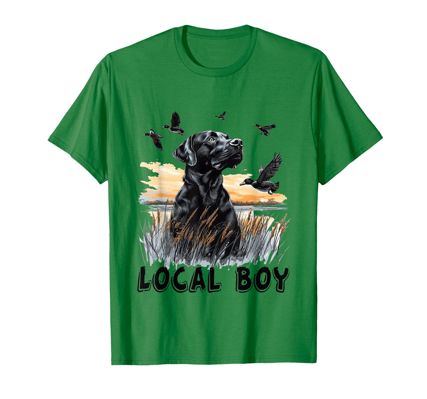 Local Boy Black Lab Hunting Dog Vintage Sunset T-Shirt