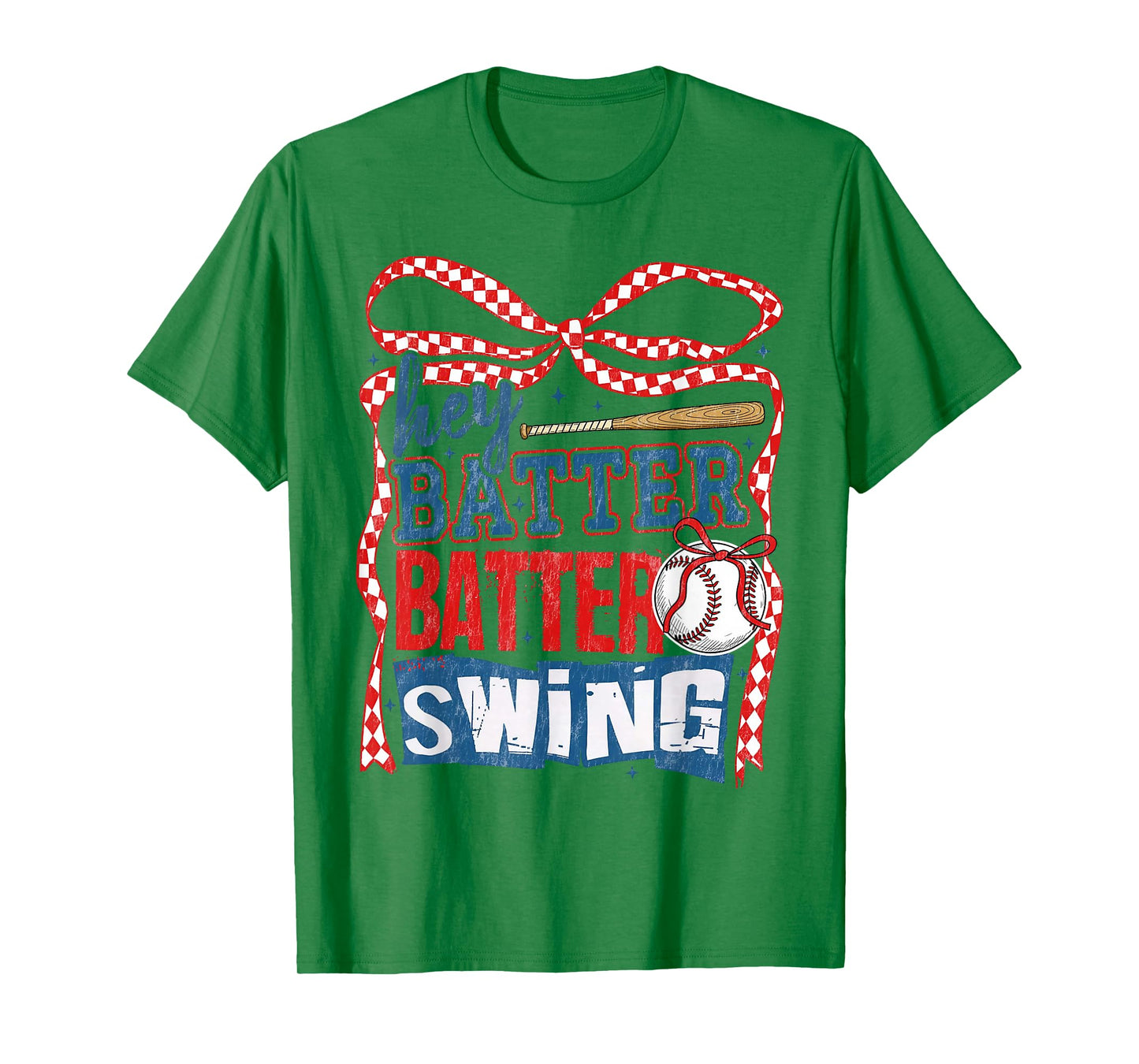Hey Batter Batter Swing Coquette Bow Game Day Baseball Funny T-Shirt
