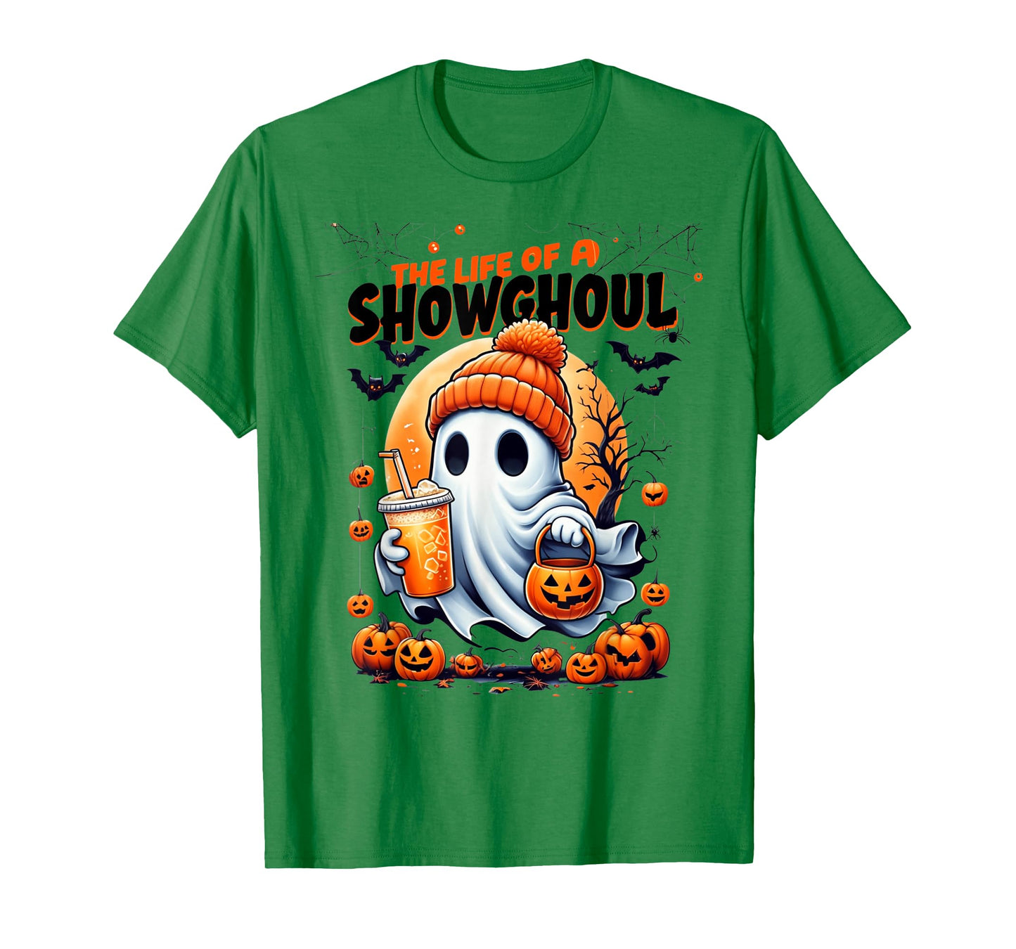 Showghoul Halloween Spirit with Pumpkins and Drink Design T-Shirt