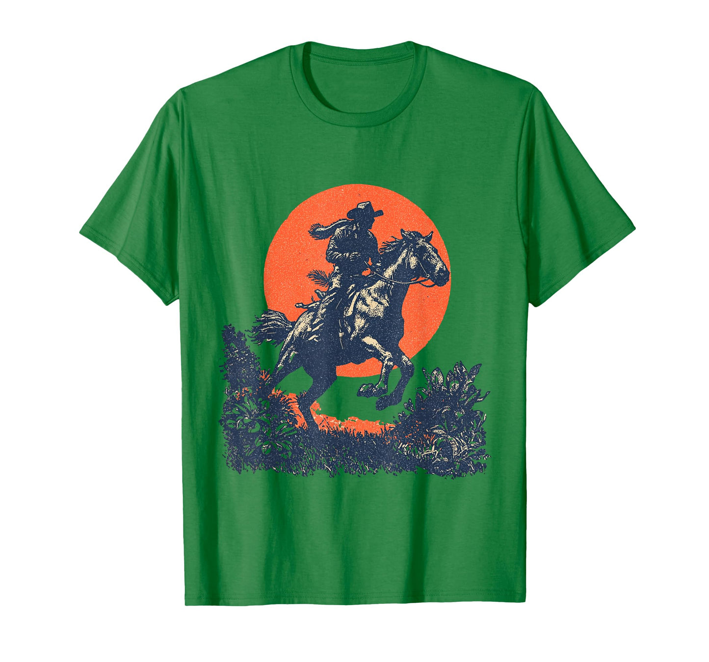 Vintage Cowboy Horse Ride Retro Western Sunset T-Shirt