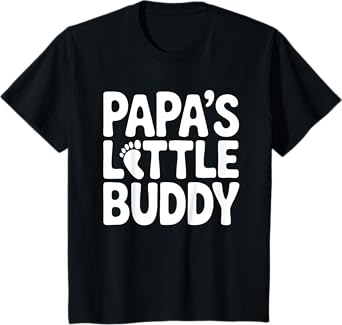 Kids Papa's Little Buddy Shirt Kids Boy Girl Toddler Fathers Day T-Shirt