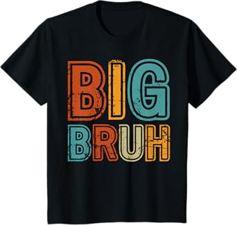 Kids Big Bruh Little Bruh Matching Older Brother Little Bro Retro T-Shirt