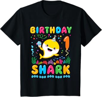 Birthday Shark 1 Year Old Boy or Girl 1st Day Kawaii T-Shirt