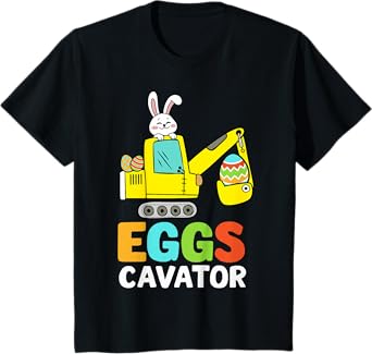 Kids Eggscavator excavator for easter egg hunt boys toddler T-Shirt