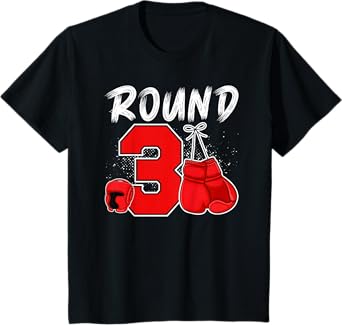 Kids 3rd Boxing Birthday Party Three Year Old Boxer Birthday T-Shirt