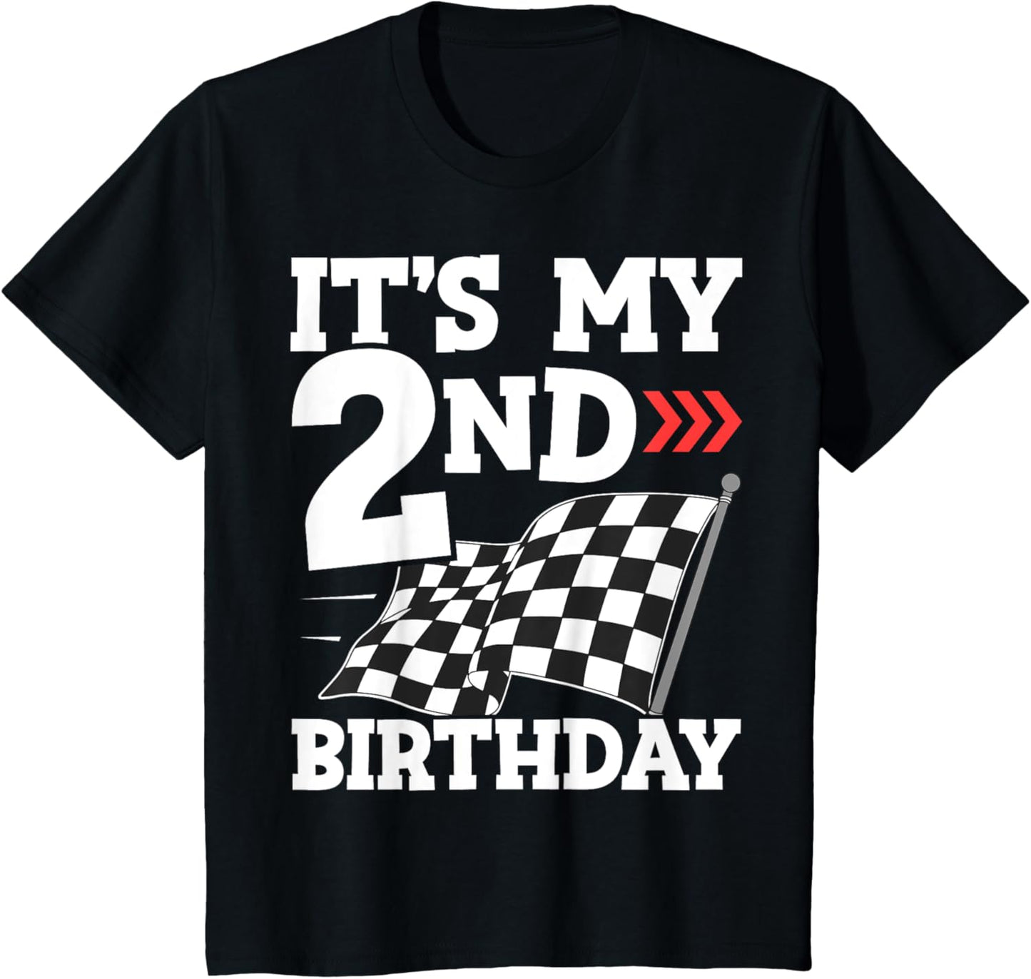 Kids It's My 2nd Birthday Boy 2 Two Racing Car Flag Race Car T-Shirt