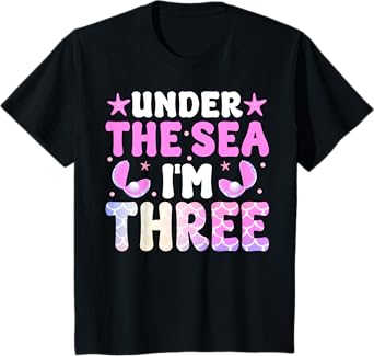 Under The Sea I’m Three Mermaid Kids 3rd Birthday Party T-Shirt