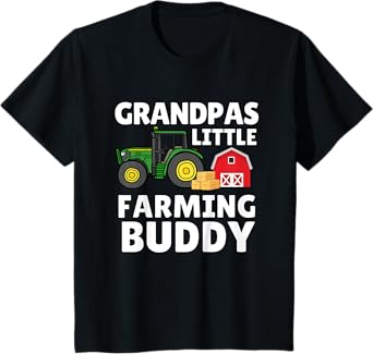 Kids Grandpas Little Farming Buddy Cute Kids Fishing T-Shirt