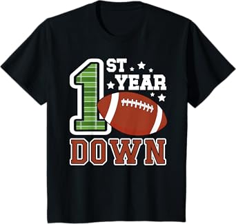 Kids 1st Football Birthday Party 1 Year Old Football Player T-Shirt