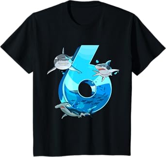 Kids Shark Boy 6 Years Birthday Child Children Birthday T-Shirt