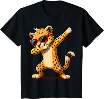 Kids Dabbing Cheetah Sunglasses Animal Cheetah T-Shirt