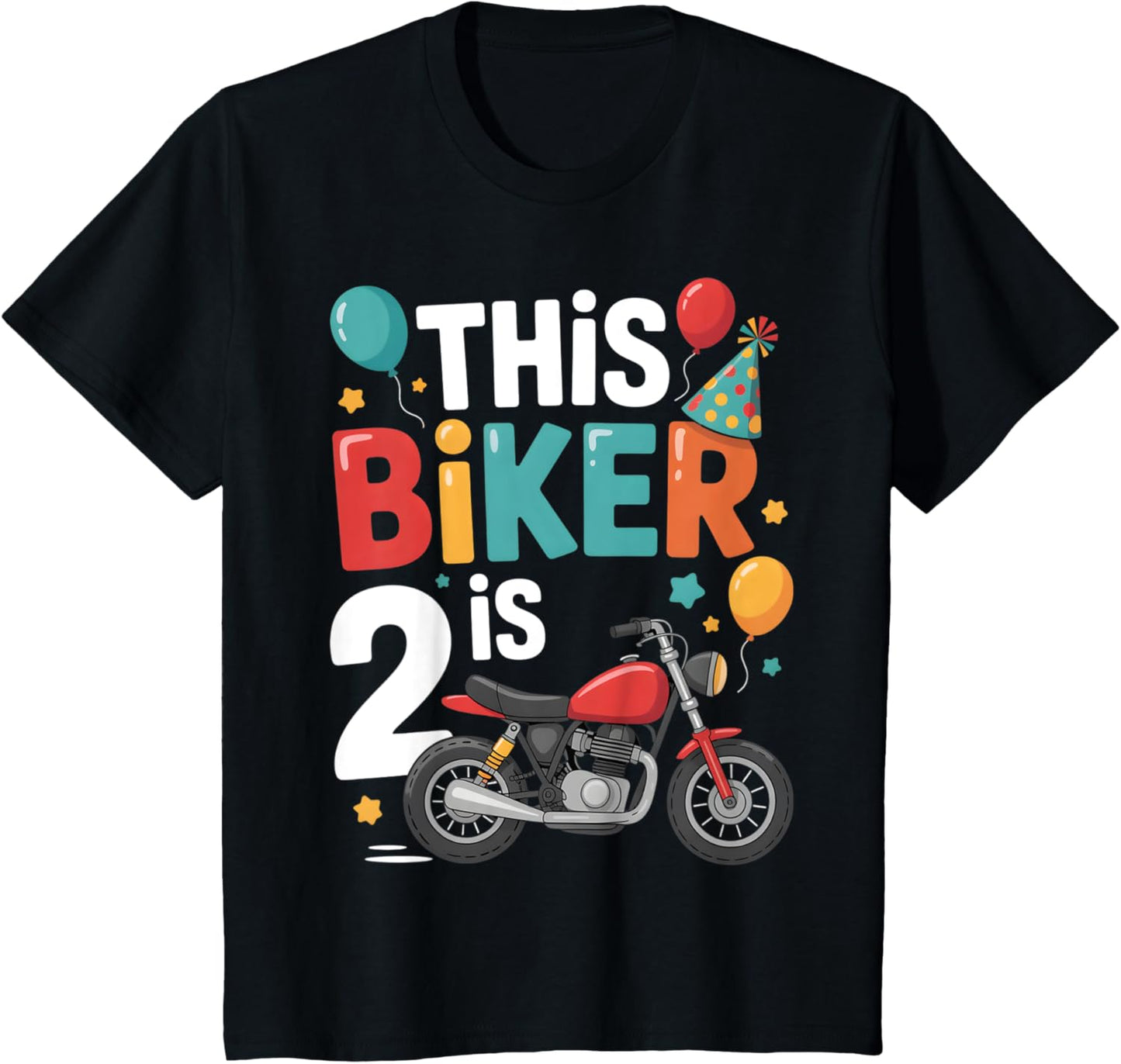 Kids Motorcycle 2nd Birthday 2 Second Two Yr Old Biker Boys Kids T-Shirt