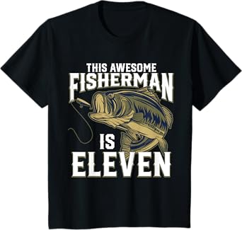 Kids 11 Year Old Fishing Birthday Party Fisherman 11th Gift Boy T-Shirt