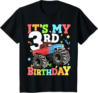 Kids Monster Truck It's My 3rd Birthday Boy 3 Three Toddler T-Shirt
