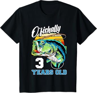 Ofishally 3 Years Old Fisherman 3rd Birthday Fishing T-Shirt
