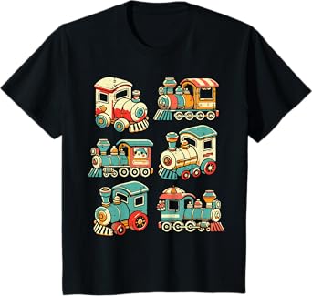 Kids Train Engines Cute Locomotive Railfan Boys Kids Toddler Men T-Shirt