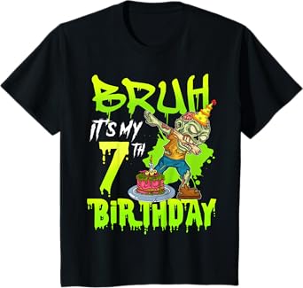 Bruh It's My 7th Birthday Zombie Lover 7 Years Old Boys T-Shirt