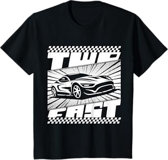 Kids Two 2 Year Old 2nd Birthday Two Fast Racecar Boys Girls T-Shirt