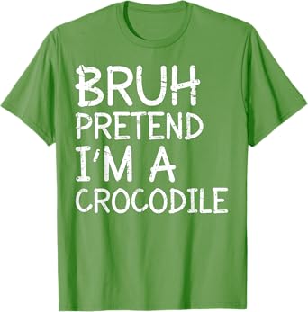 Bruh Pretend Im A Crocodile Lazy Halloween Costume Boys Kids T-Shirt