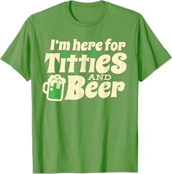 Titties And Beer Funny St Patricks Day 2024 For Men Women T-Shirt