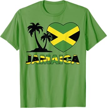 Women Jamaica-Shirt Jamaican Flag Men Kids Girl Heart I love T-Shirt