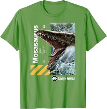 Jurassic World Mosasaurus T-Shirt - Unisex-Adults/Kids, Black, Small, Short Sleeve, Cotton, Solid, Crew Neck, Modern Classic Fit Lightweight