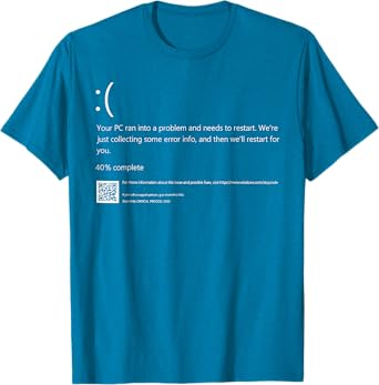 Funny Windows Error Blue Screen Halloween Costume, Tech Nerd T-Shirt
