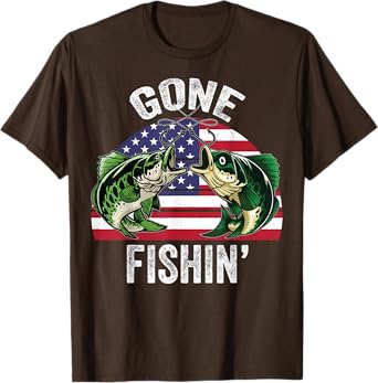 Funny Fishing American Flag-Shirt Gone Fishing Grandpa Dad T-Shirt for Women Kids Men